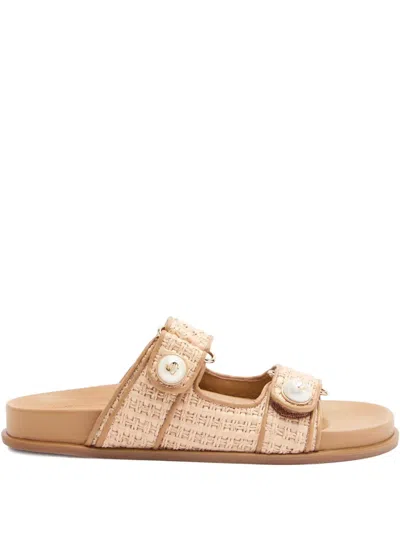 Jimmy Choo Fayence Pearl-embellished Sandals In Neutral