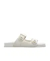 Jimmy Choo Fayence Faux Pearl-embellished Leather Slides In Nude