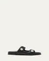 Jimmy Choo Fayence Pearly-button Slide Sandals In Black