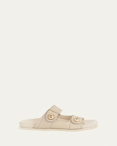 Jimmy Choo Fayence Faux Pearl-embellished Raffia Slides In White