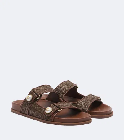 Jimmy Choo Fayence Raffia-effect Sandals In Brown