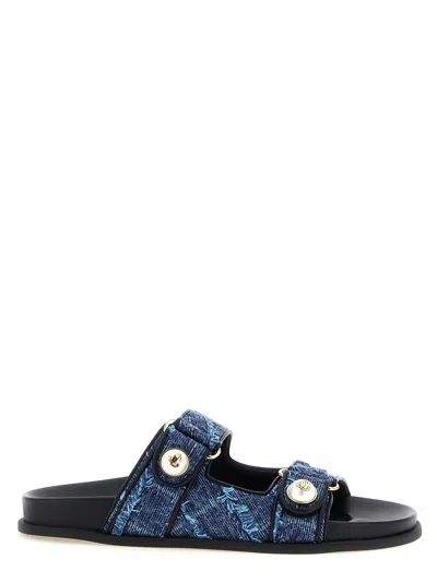 Jimmy Choo Fayence Sandals Double Strap Metal Detail In Blue