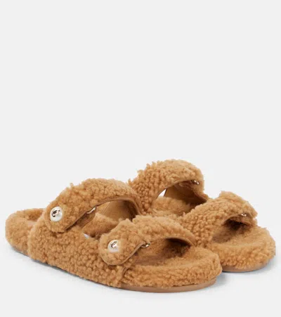 JIMMY CHOO FAYENCE SHEARLING SANDALS