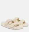 Jimmy Choo Fayence Shearling Sandals In Weiss