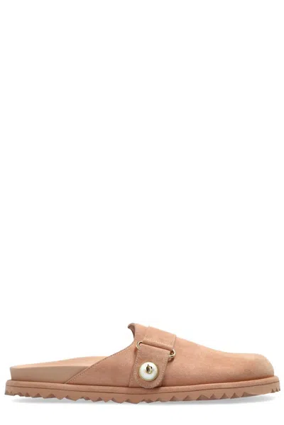 Jimmy Choo Fayence Suede Flat Mules In Pink
