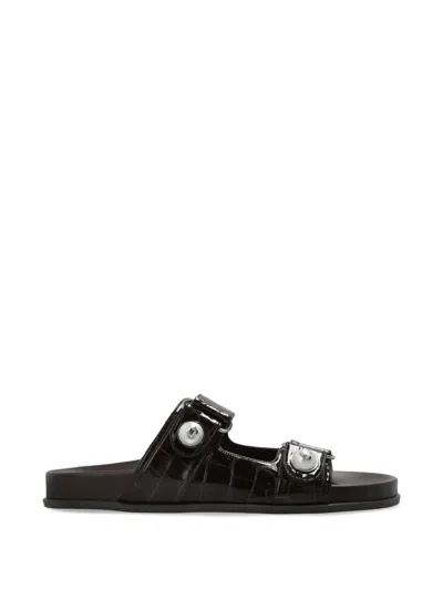 Jimmy Choo Fayence Stud-embellished Leather Sandals In Brown