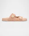 Jimmy Choo Fayence Suede Pearly Dual-strap Slide Sandals In Macaron