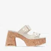Jimmy Choo Fayence 95 Leather Platform Sandals In Neutral