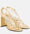 Jimmy Choo Felice 95 Beaded Metallic Leather Sandals In Gold