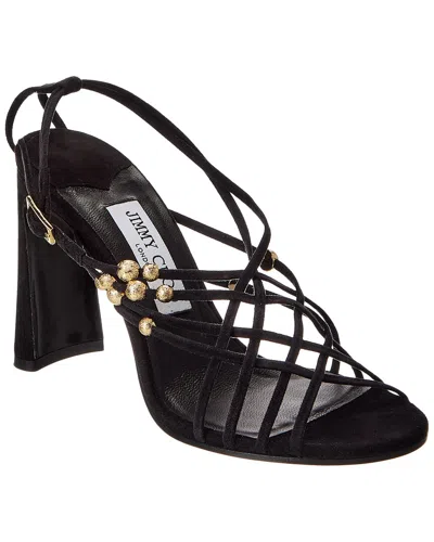 Jimmy Choo Felice 95 Suede Sandal In Black