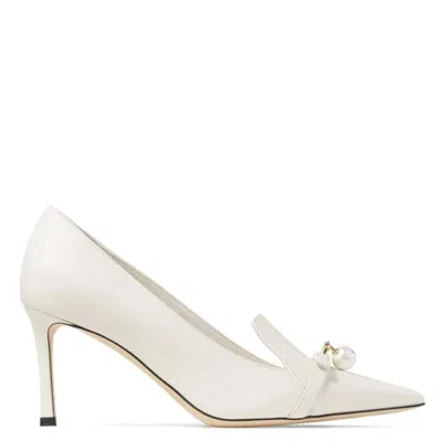 Jimmy Choo Felicitie 75 Latte Nappa Leather Pumps In White