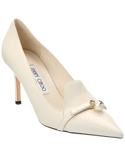 Jimmy Choo Felicitie 75 Leather Pump In White