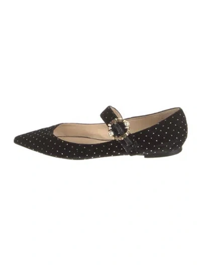 Pre-owned Jimmy Choo Felt Patterned Mary Jane Flats In Black