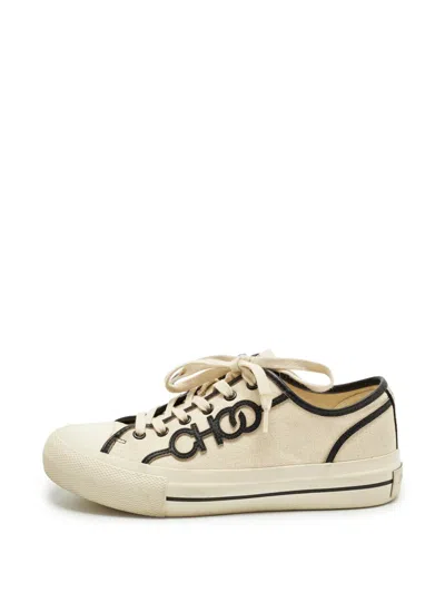 Pre-owned Jimmy Choo Fenix Lace-up Fastening Sneakers In Neutral