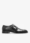 Jimmy Choo Womens Black Finnion Double-strap Leather Monk Shoes In Black