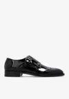 Jimmy Choo Finnion Monk Strap Shoes In Patent Leather In Black
