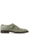 Jimmy Choo Finnion Suede Monk Shoes In Grün