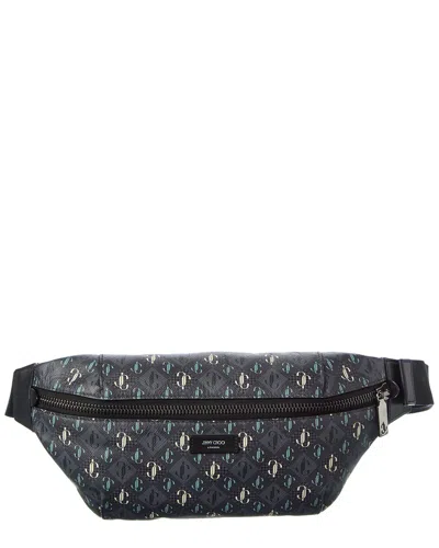 Jimmy Choo Finsley Coated Canvas Belt Bag In Black