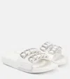 Jimmy Choo Pantoletten Fitz Crystal Aus Leder Mit Kristallen In Weiss