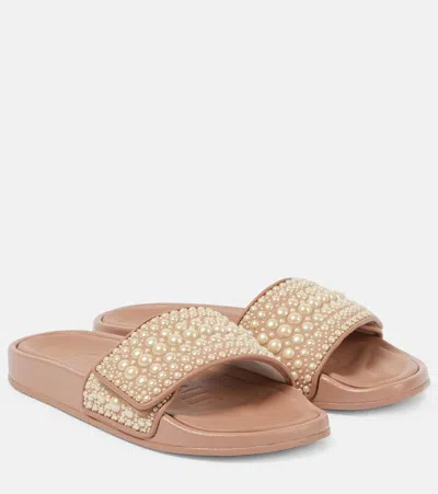Jimmy Choo Fitz Faux Pearl-embellished Slides In Pink