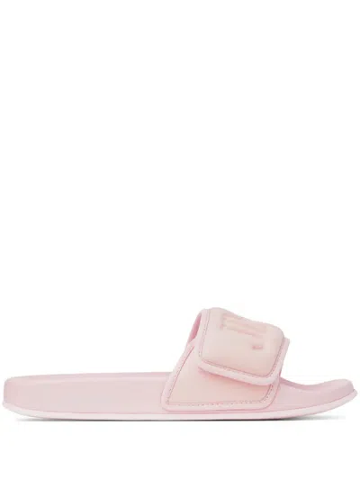 JIMMY CHOO FITZ LOGO-DEBOSSED SLIDES