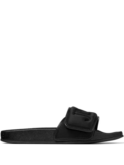JIMMY CHOO FITZ LOGO-DEBOSSED SLIDES