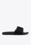 Jimmy Choo Fitz/m Logo-debossed Slides In Black
