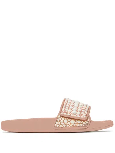 Jimmy Choo Fitz Pearl-embellished Slides In Pink