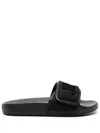 Jimmy Choo Women's Fitz/f Leather Pool Slippers Sandal In Black