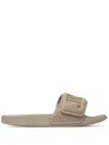 Jimmy Choo Fitz/m Logo-debossed Slides In Neutrals