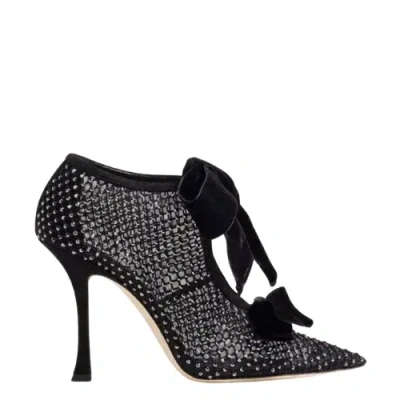 Jimmy Choo Flaca 100 Crystal-embellished Mesh Pumps In Black