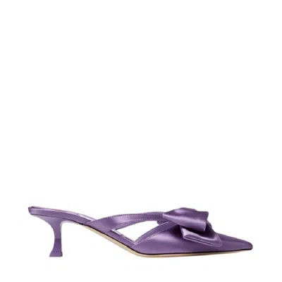 Jimmy Choo Flaca 50mm Wisteria Satin Mules In Purple