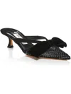 Jimmy Choo Flaca 50 Bow And Crystal-embellished Mesh And Suede Mules In Black