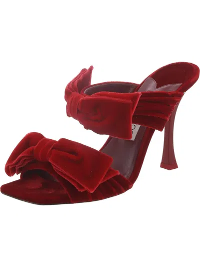 Jimmy Choo Flaca Womens Velvet Bow Slide Sandals In Red