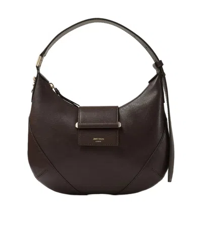 Jimmy Choo Flap-over Shoulder Bag In Brown