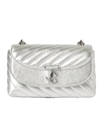 Jimmy Choo Flap Shoulder Bag In Silver