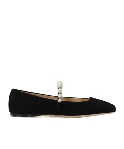 Jimmy Choo Diamond Tilda Leather Flats In Black
