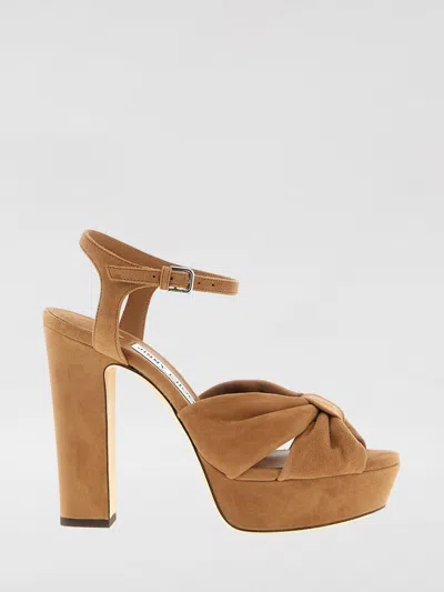 Jimmy Choo Heloise 120 Knotted Suede Platform Sandals In Brown