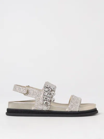 JIMMY CHOO FLAT SANDALS JIMMY CHOO WOMAN COLOR GOLD,425713047