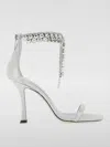 Jimmy Choo Verity 100 Metallic Leather Crystal Sandals In White