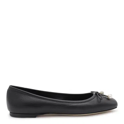 JIMMY CHOO JIMMY CHOO BLACK LEATHER FLATS