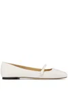 Jimmy Choo White Leather Ballerina Flats In White