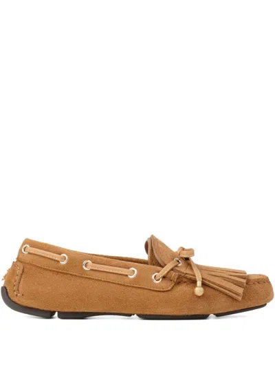 Jimmy Choo Round Toe Flat Shoes In Brown