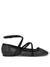 Jimmy Choo Astoria Crystal Mesh Caged Ballerina Flats In Black