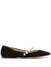 Jimmy Choo Pearl Square Toe Patent Ballerina Shoes In Black