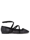 Jimmy Choo Astoria Crystal Mesh Caged Ballerina Flats In Black