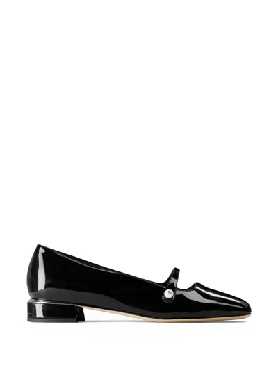 Jimmy Choo Elisa Patent Leather Block Heel Ballet Flats In Black