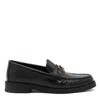 Jimmy Choo Leather Loafers With Glossy Finish And Metallic Accent In Black