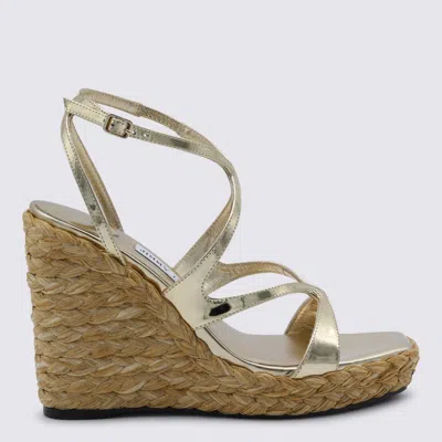 Jimmy Choo Ayla Metallic-straps Heeled Espadrilles In Neutral
