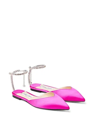 Jimmy Choo Flat Shoes In Fuchsia Crystal Honey